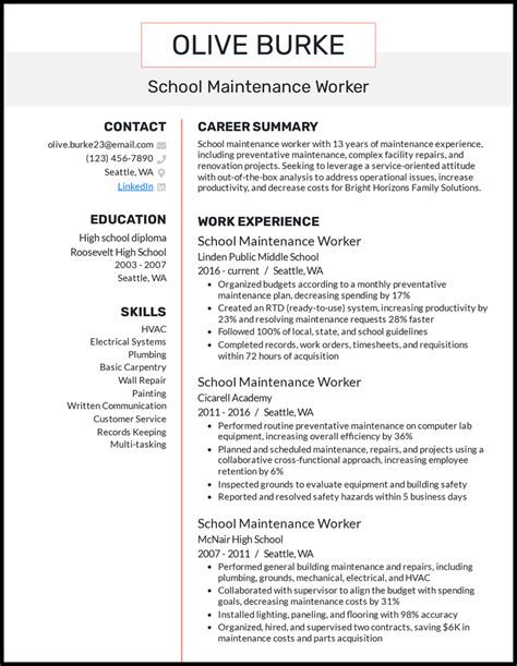 maintenance resume example|Maintenance Worker Resume Examples & Templates .
